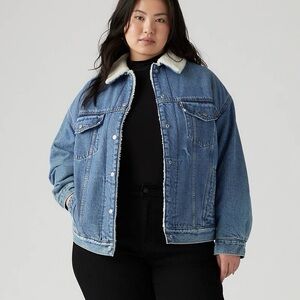 NWT Levi Strauss Original Sherpa Trucker denim jacket mid wash blue 3x